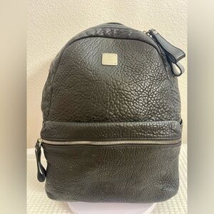 MCM Black Textured Leather Backpack with Silver Hardware